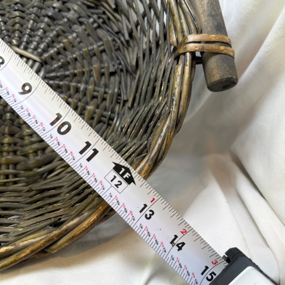 Vintage Handmade Wicker Bamboo Basket with Handles Rustic Home Décor - Picture 4 of 6